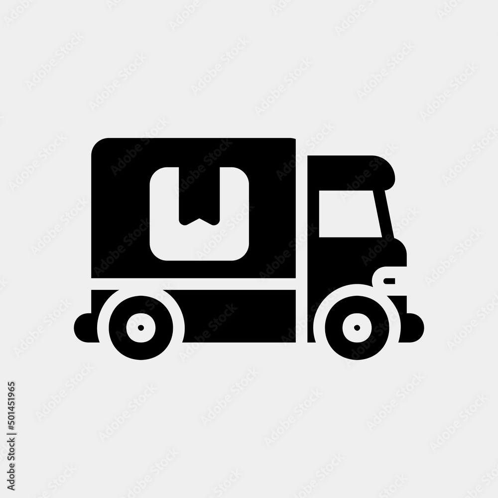 Delivery truck icon in solid style, use for website mobile app presentation