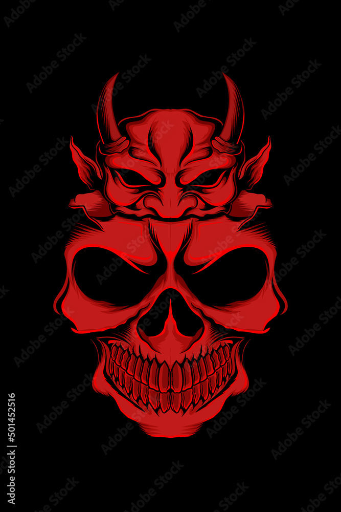 Red skull and damon vector illustration Red skull and damon vector illustration