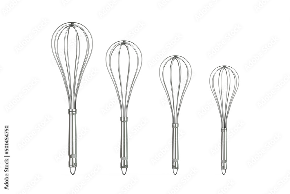 Kitchen Wire Whisk Eggs Beaters in Different Sizes. 3d Rendering Kitchen Wire Whisk Eggs Beaters in Different Sizes. 3d Rendering