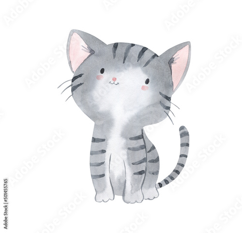 Watercolor cat illustration for kids