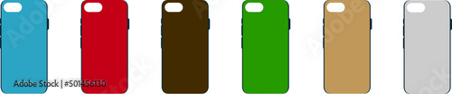 cases set for smartphone with shadow isolated on white background. realistic and detailed silicone protection for mobile phone. stock vector illustration

