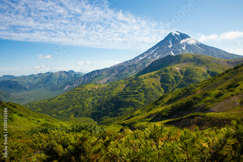 Vilyuchinsky volcano landscape view in summer, Kamchatka, Russia.