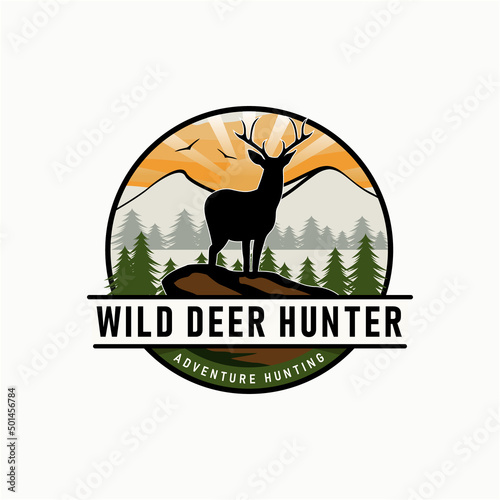 Deer Hunting Logo Vector