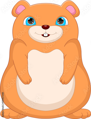 cute hamster cartoon on white background