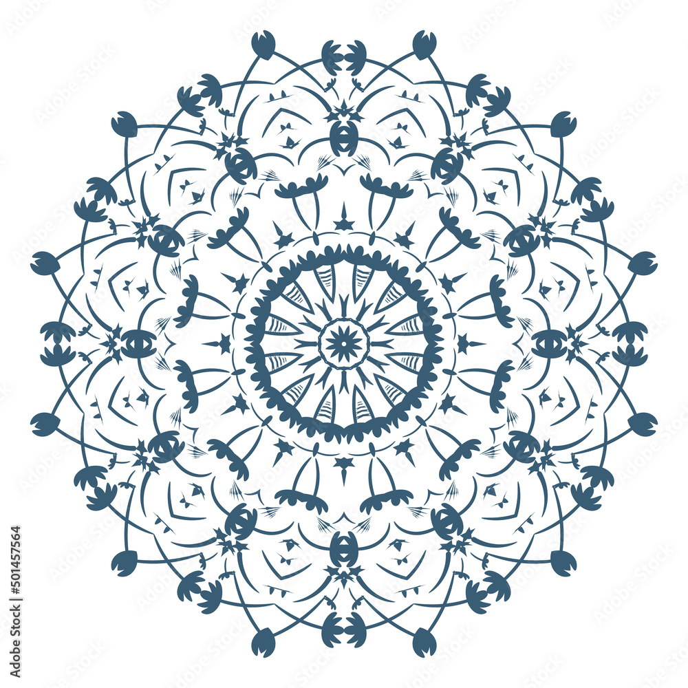Arabesque patterned, mandala ornament, outline, doodle, hand-drawn illustration. henna tattoo style.