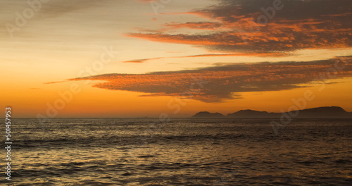 Sunset in green coast  San Lorenzo island Lima Peru