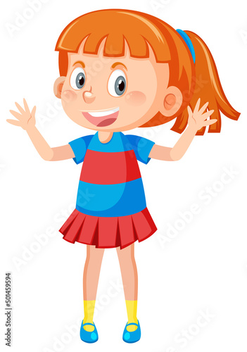 Cheerful girl with greeting gesture