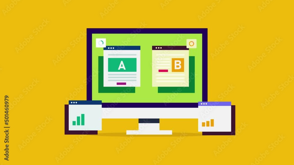 AB testing - Split testing landing page optimization - 2d animation 4k video clip. AB testing - Split testing landing page optimization - 2d animation 4k video clip.