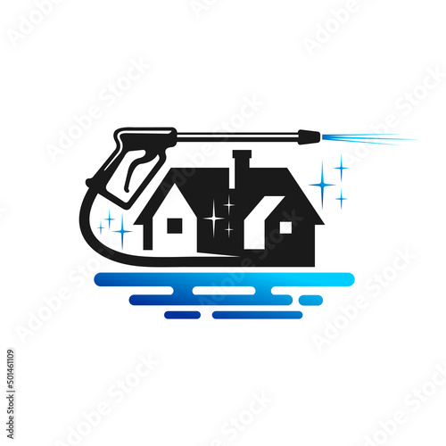 power wash logo with home concept