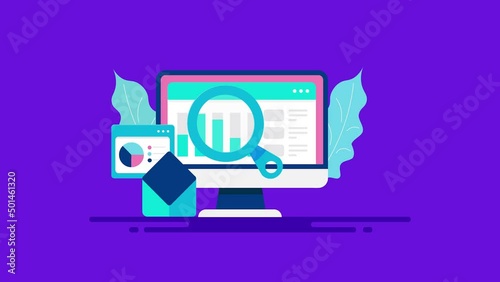 Wallpaper Mural Analytics marketing business report data management financial information conceptual 2d animation 4k video clip.  Torontodigital.ca