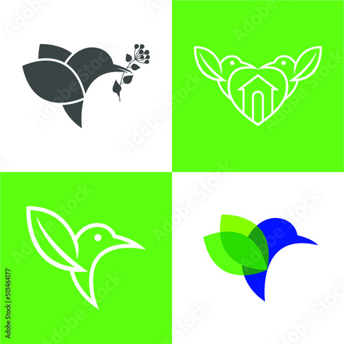 Bundle hummingbird logo vector.