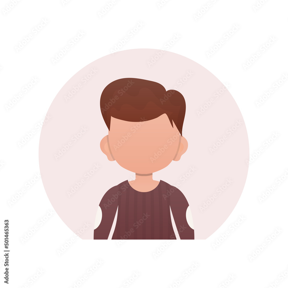 Portrait of a cute little boy. isolated. Vector illustration in cartoon style.