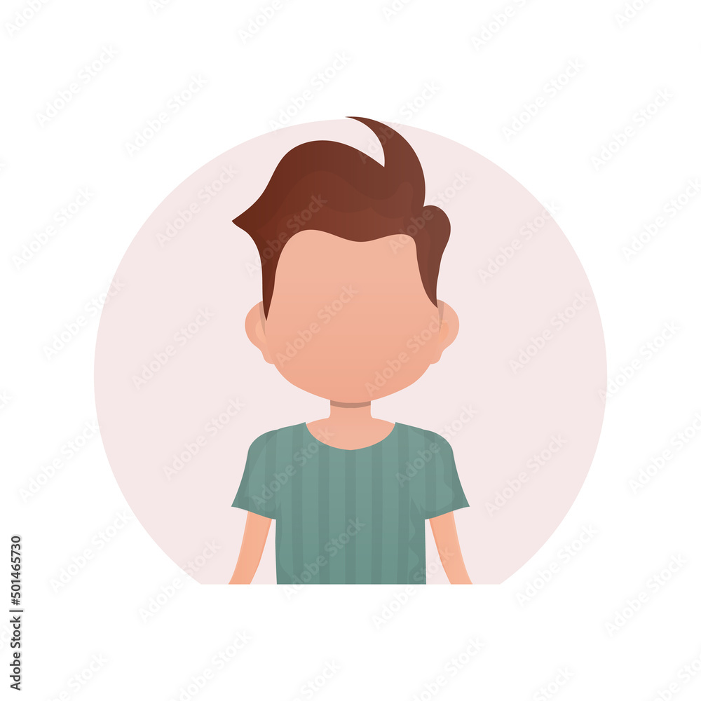 Portrait of a cute little boy. isolated on white background. Vector illustration in cartoon style.