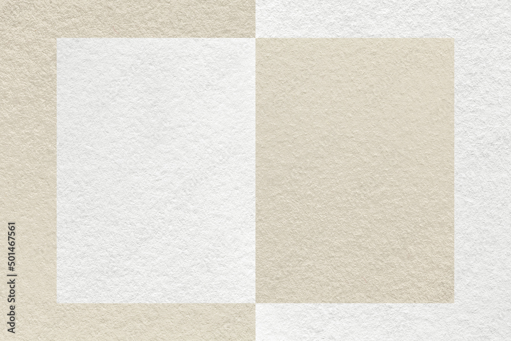 Fototapeta premium Texture of craft beige and white paper background with geometric shape. Structure of vintage brown craft cardboard.