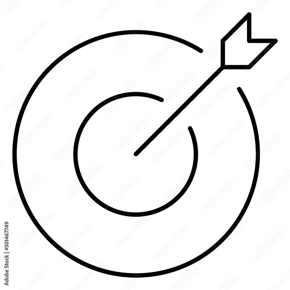 Arrow in the target thin line icon Arrow in the target thin line icon