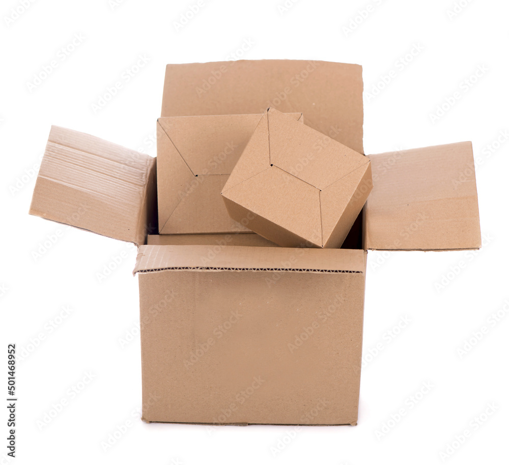 Delivery of parcels, purchases. cardboard box on a white background Delivery of parcels, purchases. cardboard box on a white background