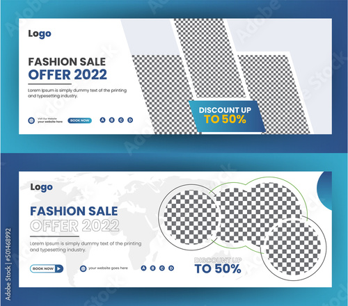 Creative fashion sale facebook cover and web banner design bundle template