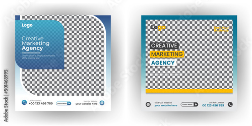 Creative marketing agency social media post web banner bundle template