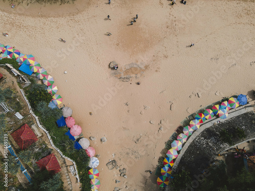 Umbrella in sandy beach at Yogyakarta in Indonesia