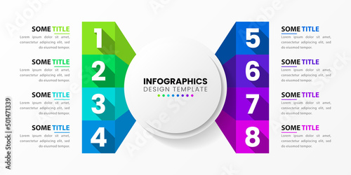 Infographic template with icons and 8 options or steps