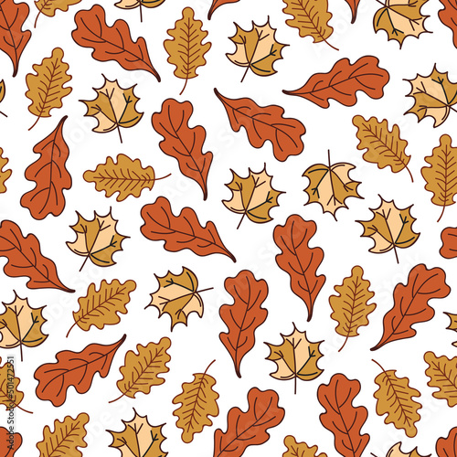 Vector Thanksgiving autumn leaves seamless repeat background. Vector illustration © designer_27