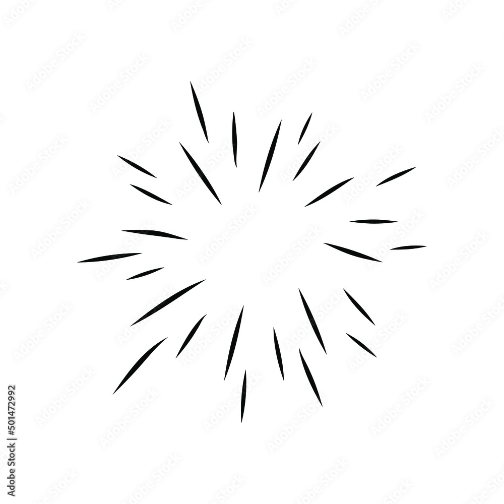Sunburst explosion shine ray and sparkle frame element in doodle sketch style. Hand drawn circle twinkle burst of sun, star border. Vector illustration on white background. Sunburst explosion shine ray and sparkle frame element in doodle sketch style. Hand drawn circle twinkle burst of sun, star border. Vector illustration on white background.