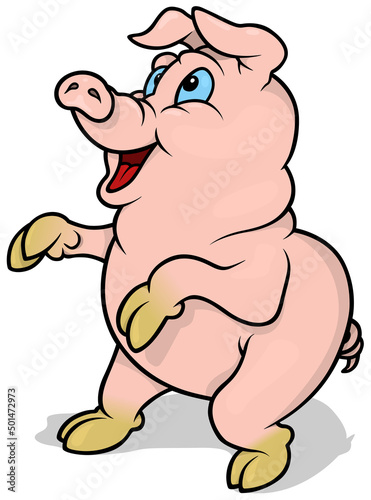 Pink Smiling Piggy Standing...