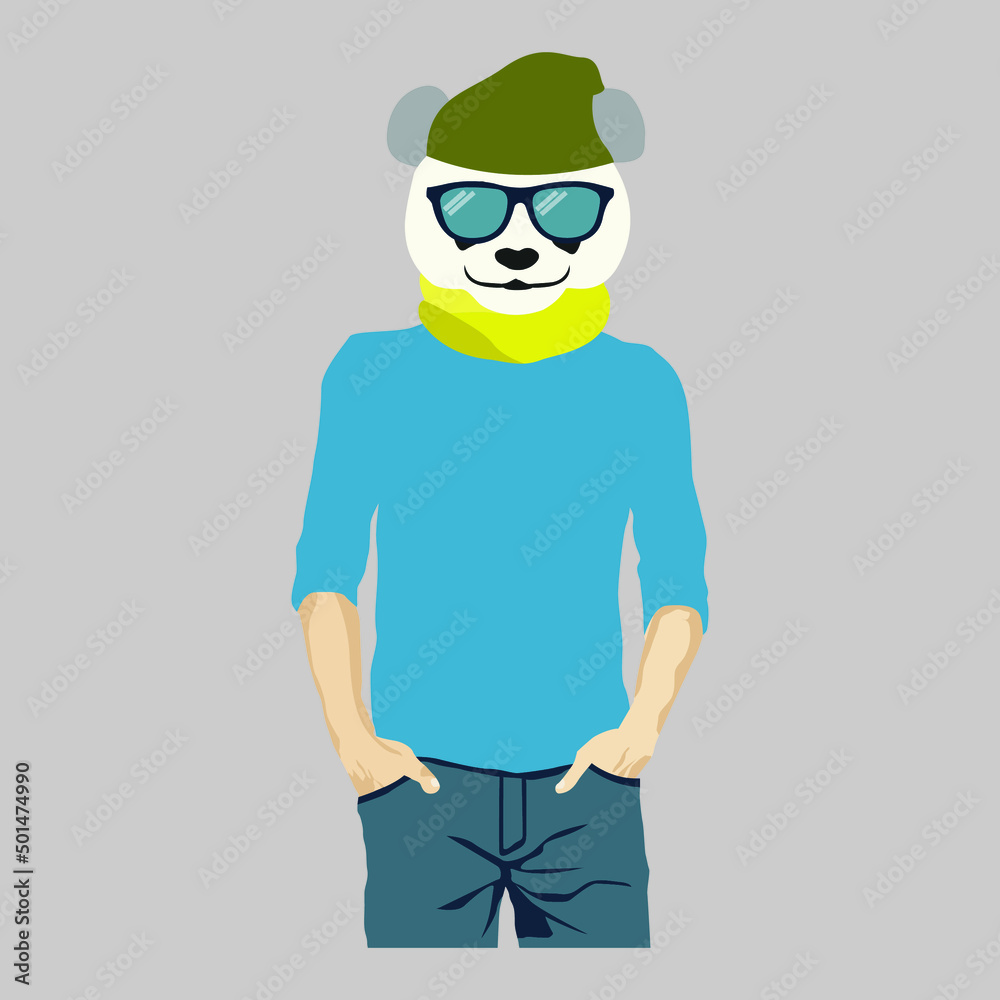 IIlustration of panda kid dressed up IIlustration of panda kid dressed up