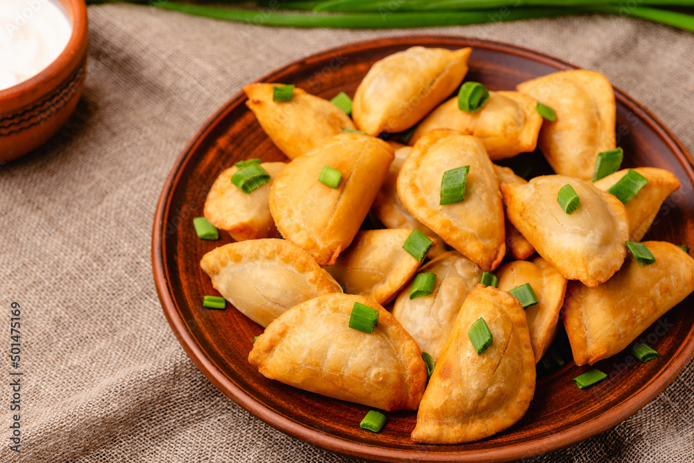 Dumplings, filled with mashed potatoes. Dumplings, filled with mashed potatoes.