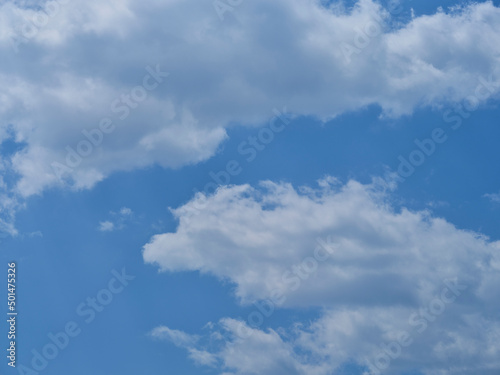 beautiful fluffy clouds in the daytime sky