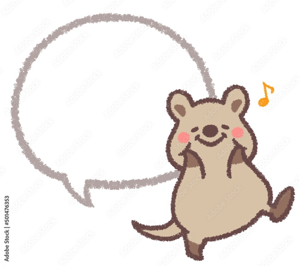 踊るクオッカと吹き出し線画