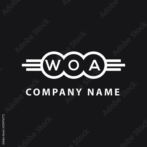 WOA letter logo design on black background. WOA  creative initials letter logo concept. WOA letter design.
 photo