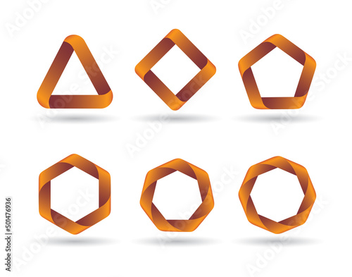 logo or icon set, folding design with polygon shape photo