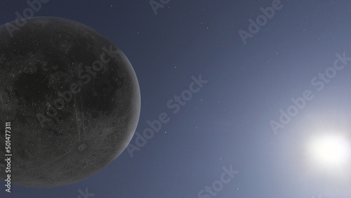 Nocne tło z księżycem w blasku słońca photo