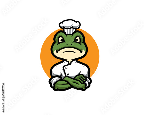 Frog chef cartoon mascot illustration