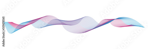 Vector wave lines flowing dynamic colorful blue pink isolated on white background for concept of AI technology, digital, communication, science, music