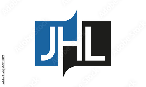 JHL Square Framed Letter Logo Design Vector with Black and Blue Colors photo