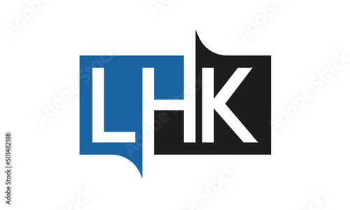 LHK Square Framed Letter Logo Design Vector with Black and Blue Colors