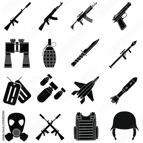 War vector icon set. army illustration sign collection. ammunition symbol. weapon logo.