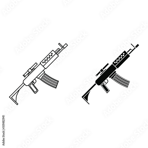 Machine ector icon set. weapon illustration sign collection. army symbol. infantry logo. war mark.