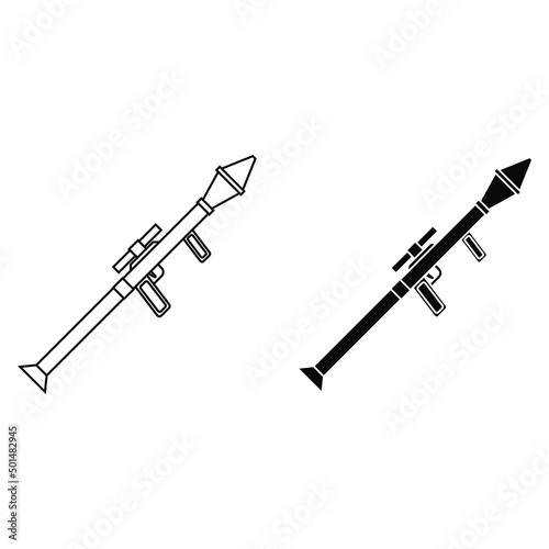 Grenade launcher vector icon set. weapon illustration sign collection. war symbol. army logo.