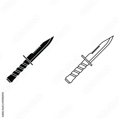 Knife vector icon set. weapon illustration sign collection. hike symbol. hunting logo. army mark.