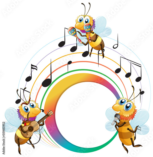 Bees music band with empty banner