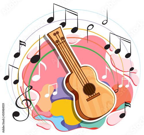 Guitar music instrument and music melody symbols