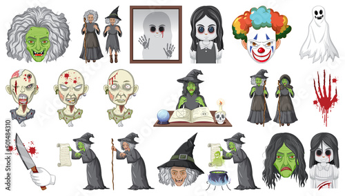 Halloween set with scary monsters