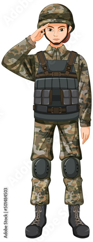 Soldier in uniform cartoon character