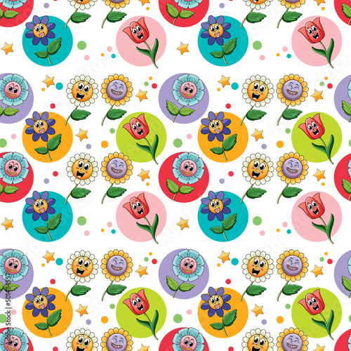 Seamless background with colorful flowers