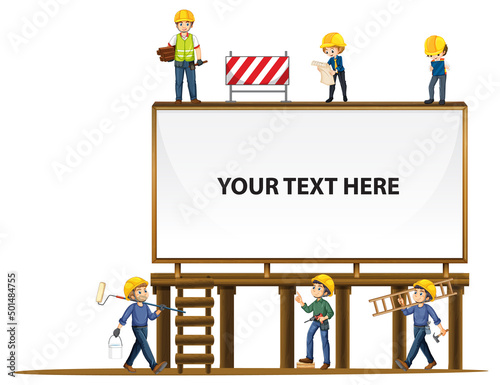 Empty board with construction site theme