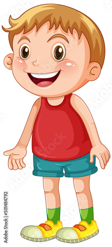Happy young boy cartoon character standing