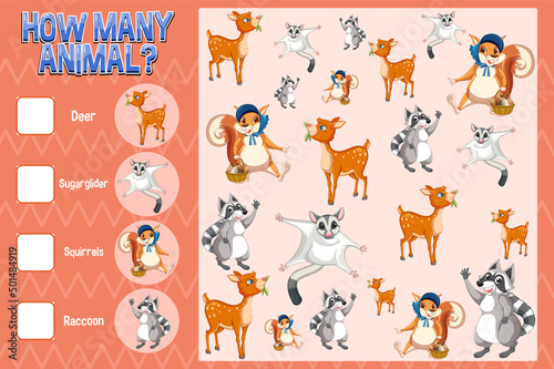 Fototapeta Naklejka Na Ścianę i Meble -  Fun animal boardgame template